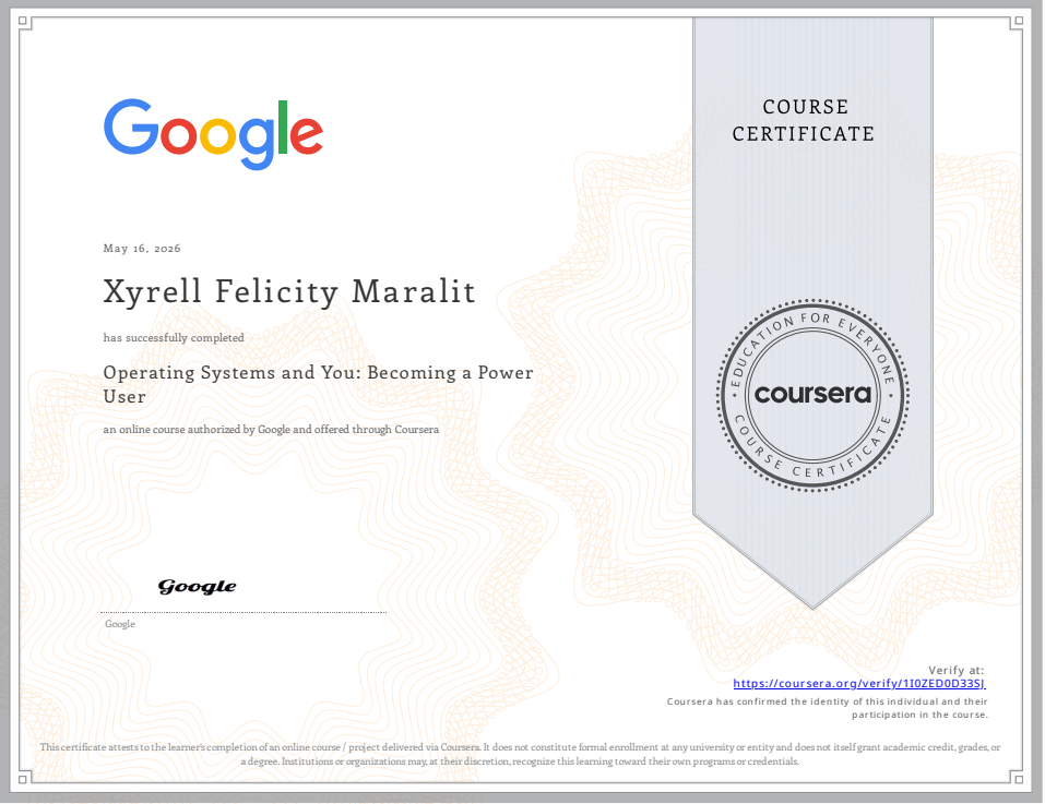 Operating Systems and You Becoming a Power User Certificate